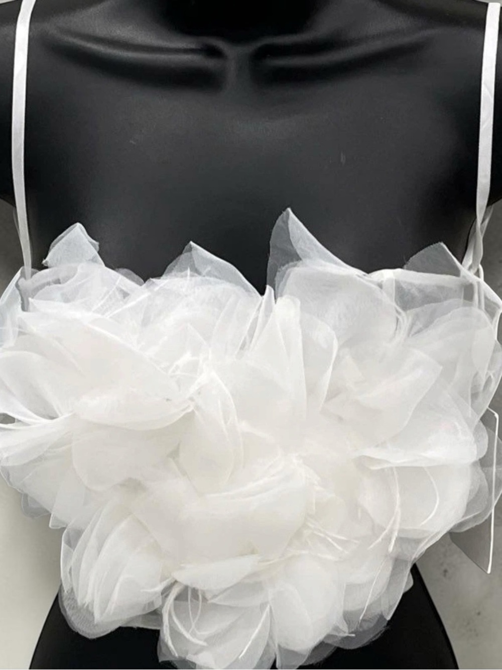 NWT Par Violet Floral Tribute Bustier White 3D Flower Top M